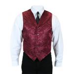  Victorian,Old West, Mens Vests Burgundy Satin,Synthetic,Microfiber Print Dress Vests |Antique, Vintage, Old Fashioned, Wedding, Theatrical, Reenacting Costume | NYE
