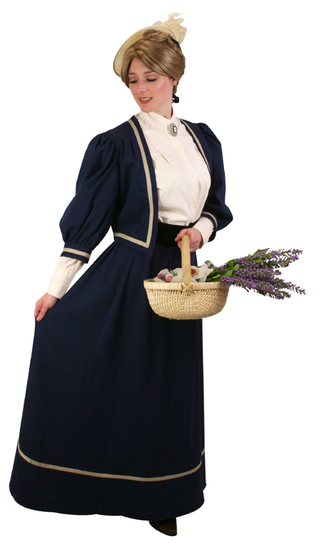 1800s Ladies Blue Cotton Solid Suit | 19th Century | Historical | Period Clothing | Theatrical || Ladies Edwardian Suit - Navy