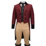 (disco)-Regency Tailcoat - Burgundy with Velvet Trim