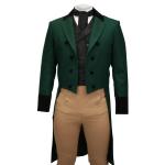 (disco)-Regency Tailcoat - Hunter Green with Velvet Trim