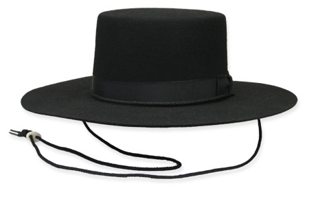 Vintage Mens Black Wool Felt Wide Brim Hat | Romantic | Old Fashioned | Traditional | Classic || Planter Flat Crown Hat