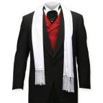 (disco)-Striped Silk Opera Scarf - White
