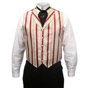  Victorian,Old West,Edwardian Mens Vests Red,Ivory Satin,Microfiber,Synthetic Stripe,Floral Dress Vests |Antique, Vintage, Old Fashioned, Wedding, Theatrical, Reenacting Costume | Dickens