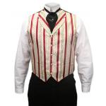  Victorian,Old West, Mens Vests Red,Ivory Satin,Synthetic,Microfiber Stripe,Floral Dress Vests |Antique, Vintage, Old Fashioned, Wedding, Theatrical, Reenacting Costume |