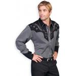 (disco)-Silver Scroll Western Shirt
