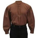  Victorian,Old West,Steampunk, Mens Shirts Brown Cotton Solid Work Shirts,Pioneer Shirts |Antique, Vintage, Old Fashioned, Wedding, Theatrical, Reenacting Costume |