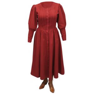  Victorian,Old West,Steampunk,Edwardian Ladies Dresses and Suits Red Cotton Solid Dresses |Antique, Vintage, Old Fashioned, Wedding, Theatrical, Reenacting Costume |