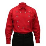  Old West, Mens Shirts Red Cotton Solid Bib Shirts,Work Shirts |Antique, Vintage, Old Fashioned, Wedding, Theatrical, Reenacting Costume |