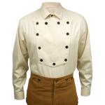  Old West, Mens Shirts Ivory Cotton Solid Bib Shirts,Work Shirts |Antique, Vintage, Old Fashioned, Wedding, Theatrical, Reenacting Costume |