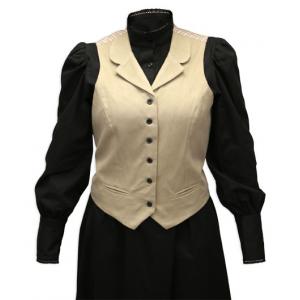  Victorian,Old West,Edwardian Ladies Vests Brown,Tan Cotton Solid Dress Vests,Work Vests |Antique, Vintage, Old Fashioned, Wedding, Theatrical, Reenacting Costume |