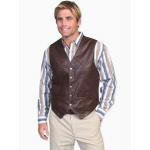 Snap Front Vest - Soft Touch Lamb Leather - Brown
