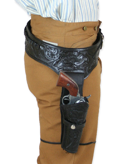 Sizes 34" to 52" Leather Gun Belt Combo 8" Tooled Holster Wine Color 