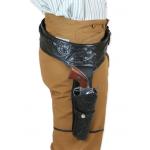 (.38/.357 cal) Western Gun Belt and Holster - RH Draw - Black Tooled Leather