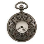 (disco)-Filigree Pocket Watch - Black Pearl Finish