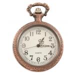 (disco)-Open Face Magnifier Pocket Watch - Copper Tone