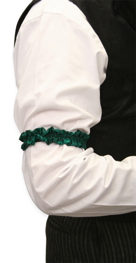 Wedding Mens Green Silk Solid Sleeve Garter | Formal | Bridal | Prom | Tuxedo || Deluxe Silk Sleeve Garters - Hunter Green (One Pair)