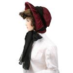 (disco)-Satin Victorian Bonnet - Burgundy