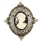 (disco)-Cameo Pin - 2 inch black and white Victorian Style