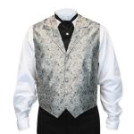  Victorian,Old West, Mens Vests Silver Satin,Microfiber,Synthetic Paisley Dress Vests |Antique, Vintage, Old Fashioned, Wedding, Theatrical, Reenacting Costume | NYE
