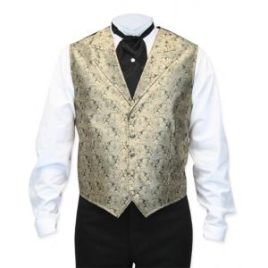  Victorian,Old West Mens Vests Gold Satin,Microfiber,Synthetic Paisley Dress Vests |Antique, Vintage, Old Fashioned, Wedding, Theatrical, Reenacting Costume | NYE