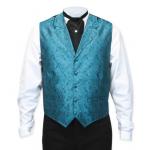  Victorian,Old West, Mens Vests Blue Satin,Microfiber,Synthetic Paisley Dress Vests |Antique, Vintage, Old Fashioned, Wedding, Theatrical, Reenacting Costume |