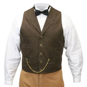  Victorian,Old West,Steampunk,Edwardian Mens Vests Brown Canvas,Cotton Solid Work Vests |Antique, Vintage, Old Fashioned, Wedding, Theatrical, Reenacting Costume |