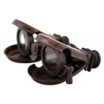 (disco)-Articulated Folding Brass Binoculars - Tarnished Brass