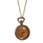 (disco)-Ladies Pendant Watch - Antique Brass, Jeweled Front