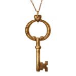 (disco)-Charm Necklace - Antique Brass Key