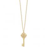 (disco)-Charm Necklace - 26in. Gold w Skeleton Key
