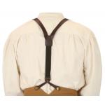 Leather Buckle Suspenders - Brown