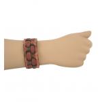 (disco)-Leather Brace - Woven Leather with Slotted Closure - Brown