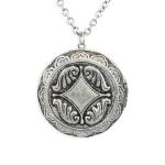 (disco)-Medallion Locket - Antique Silver