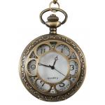 (disco)-Ladies Full-Size Pocket Watch Necklace - Antiq Gold Sprockets