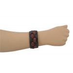 (disco)-Leather Brace - Woven Leather with Slotted Closure - Black with Brown Weave