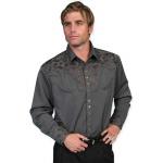 (disco)-Gunfighter Western Shirt - Charcoal