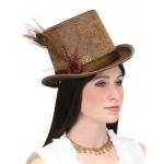 (disco)-Steampunk Top Hat - Brown Faux Leather