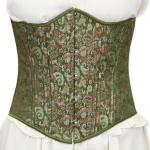 (disco)-Olive Green Floral Classic Corset