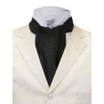 (disco)-Satin Ascot - Black Tonal Pinstripe
