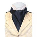 (disco)-Satin Tonal Pinstripe Ascot - Navy Blue