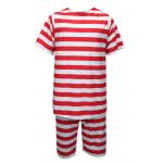 (disco)-Mens 1900s Bathing Suit - Red/White (Wide Stripes)