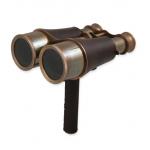 (disco)-Brass Binoculars with Wrapped Leather Handle