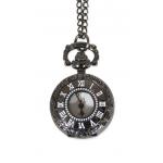(disco)-Ladies Watch Pendant - Black Pearl w/ White Inscribed Numerals
