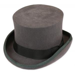  Victorian,Old West,Steampunk,Edwardian Mens Hats Gray Wool Felt Top Hats |Antique, Vintage, Old Fashioned, Wedding, Theatrical, Reenacting Costume | Dickens