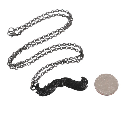 Mustachio Charm Necklace, Black