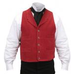  Victorian,Old West,Edwardian Mens Vests Red Cotton Solid Dress Vests,Work Vests |Antique, Vintage, Old Fashioned, Wedding, Theatrical, Reenacting Costume |