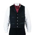 (disco)-Beauregard Vest - Black Wool with Velvet Trim