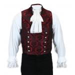 (disco)-Cavalier Vest - Red/Black Brocade