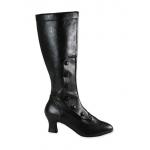 (disco)-Six-Button Boot - Black Faux Leather
