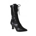 (disco)-Victorian Boot - Black Faux Leather